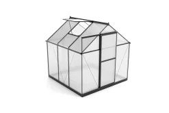OUTFLEXX Verde Basic Gewächshaus, schwarzer Rahmen, Aluminium pulverbeschichtet mit Polycarbonat-Doppelstegplatten 4 mm, 187 x 183 x 190 cm, UV-geschützt und wetterfest
