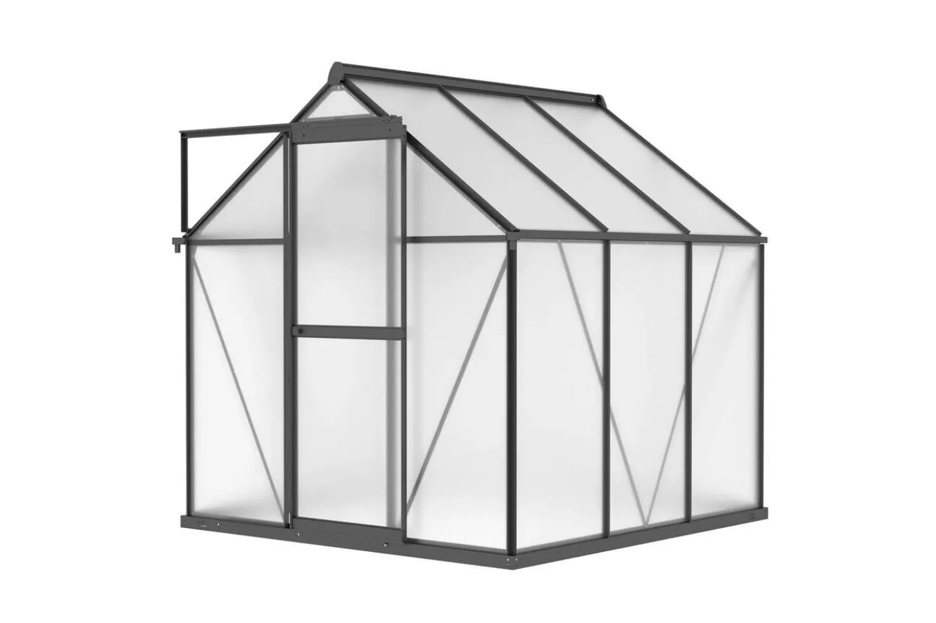 OUTFLEXX Verde Basic Gewächshaus, schwarzer Rahmen, Aluminium pulverbeschichtet mit Polycarbonat-Doppelstegplatten 4 mm, 187 x 183 x 190 cm, UV-geschützt und wetterfest