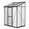 OUTFLEXX Verde Comfort Anlehn-Gewächshaus, schwarzer Rahmen, Aluminium/Polycarbonat, 160 x 105 x 190 cm, UV-beständig, pulverbeschichtet, mit Schiebetür