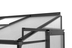 OUTFLEXX Verde Comfort Anlehn-Gewächshaus, schwarzer Rahmen, Aluminium/Polycarbonat, 265 x 125 x 210 cm, pulverbeschichtet, UV-Schutz, Schiebetür