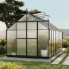 OUTFLEXX Verde Premium Gewächshaus, schwarzer Rahmen, Aluminium pulverbeschichtet mit Polycarbonat 6 mm und Stahlrahmen, 486 x 243 x 240 cm, 4 Fenster, Schiebetür