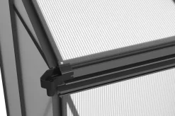 OUTFLEXX Verde Smart Balkon-Gewächshaus, schwarzer Rahmen, Aluminium/Polycarbonat, 91 x 51 x 166 cm, UV-beständig, pulverbeschichtet, mit Tür und Regalböden