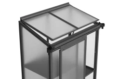 OUTFLEXX Verde Smart Balkon-Gewächshaus, schwarzer Rahmen, Aluminium/Polycarbonat, 91 x 51 x 166 cm, UV-beständig, pulverbeschichtet, mit Tür und Regalböden