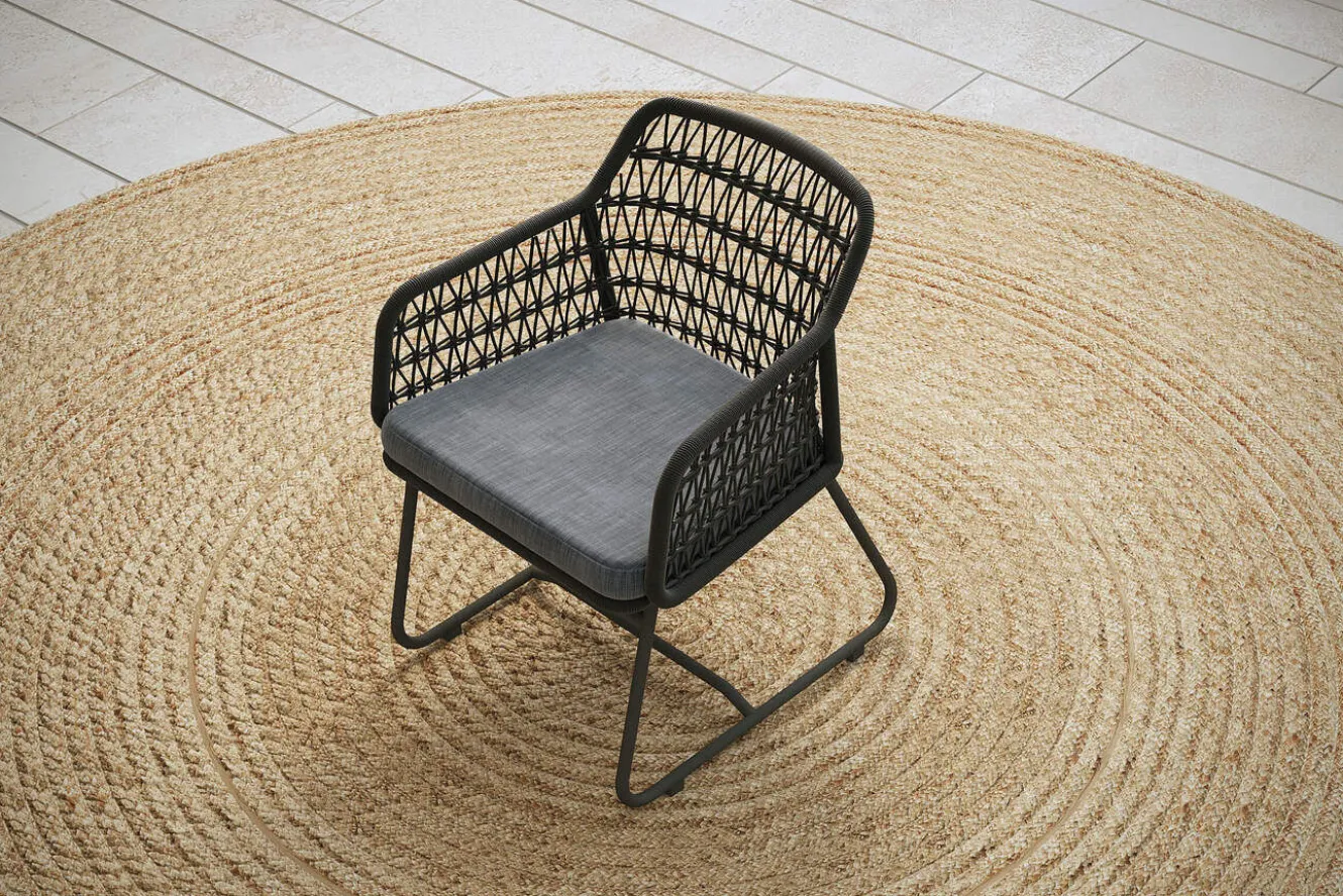 OUTFLEXX Verona Diningsessel, anthrazit, Alu/Rope, 60 x 64 x 83 cm, inkl. Polster mit Reißverschluss