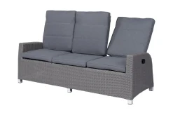 OUTFLEXX Vigo Comfort 3-Sitzer Speise-/Lounge-Sofa, stahlgrau-meliert, Polyrattan, 210x84x110cm, verstellbar