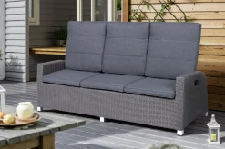 OUTFLEXX Vigo Comfort 3-Sitzer Speise-/Lounge-Sofa, stahlgrau-meliert, Polyrattan, 210x84x110cm, verstellbar