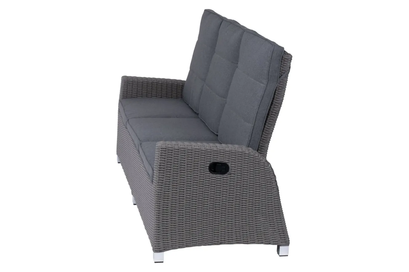 OUTFLEXX Vigo Comfort 3-Sitzer Speise-/Lounge-Sofa, stahlgrau-meliert, Polyrattan, 210x84x110cm, verstellbar