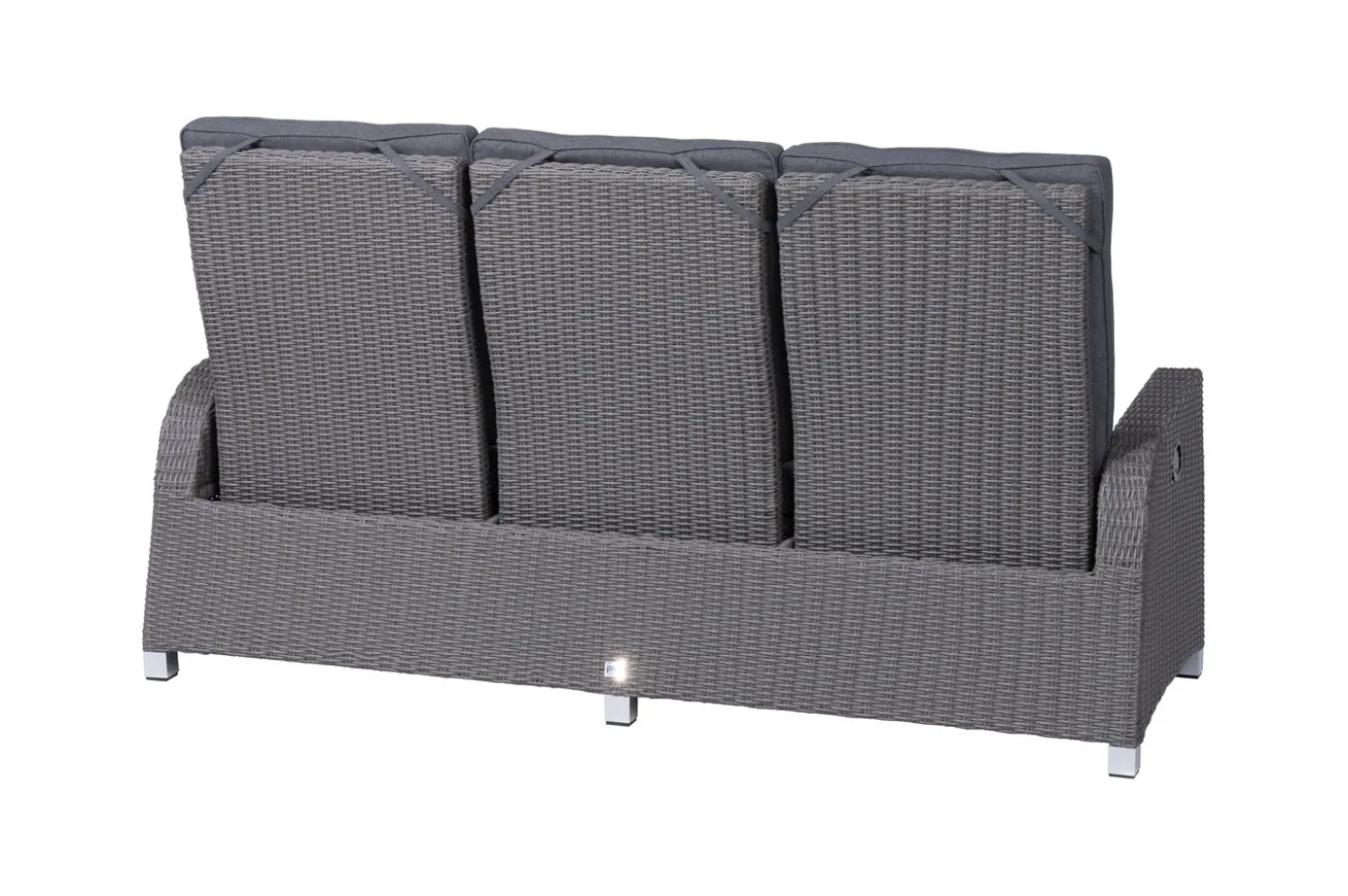OUTFLEXX Vigo Comfort 3-Sitzer Speise-/Lounge-Sofa, stahlgrau-meliert, Polyrattan, 210x84x110cm, verstellbar