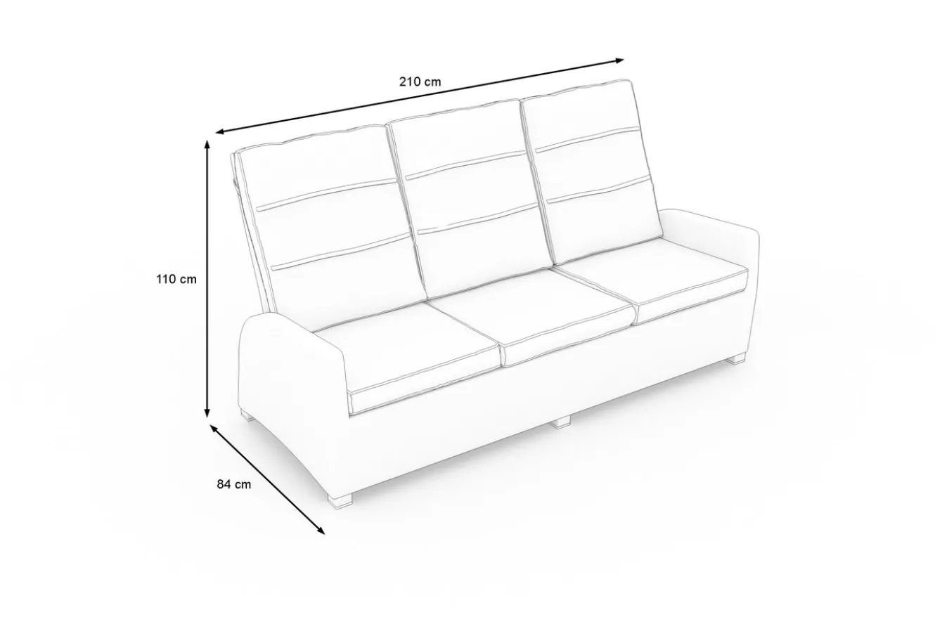 OUTFLEXX Vigo Comfort 3-Sitzer Speise-/Lounge-Sofa, stahlgrau-meliert, Polyrattan, 210x84x110cm, verstellbar