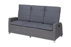 OUTFLEXX Vigo Comfort 3-Sitzer Speise-/Lounge-Sofa, stahlgrau-meliert, Polyrattan, 210x84x110cm, verstellbar