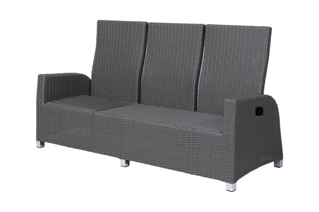OUTFLEXX Vigo Comfort 3-Sitzer Speise-/Lounge-Sofa, stahlgrau-meliert, Polyrattan, 210x84x110cm, verstellbar