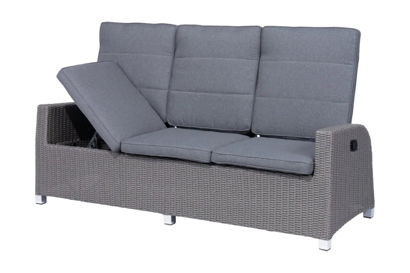 OUTFLEXX Vigo Comfort 3-Sitzer Speise-/Lounge-Sofa, stahlgrau-meliert, Polyrattan, 210x84x110cm, verstellbar