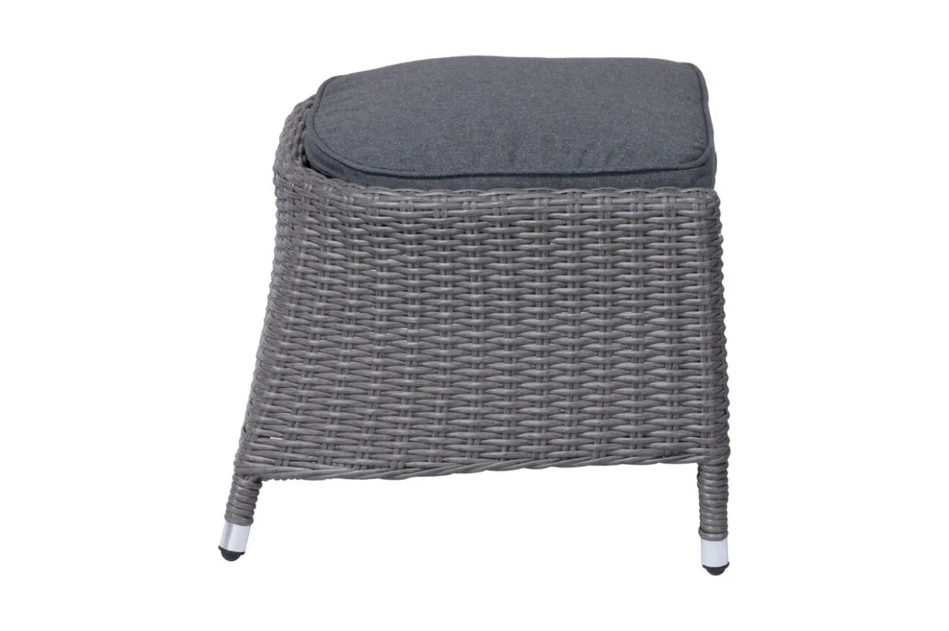 OUTFLEXX Vigo Fußhocker, stahlgrau-meliert, Polyrattan, 56x54x40cm, inkl. Polster