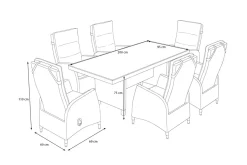OUTFLEXX Vigo Garten-Essgruppe, 6 Personen, inkl. Kissen, 200x95cm, Polyrattan