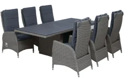 OUTFLEXX Vigo Garten-Essgruppe, 6 Personen, inkl. Kissen, 200x95cm, Polyrattan