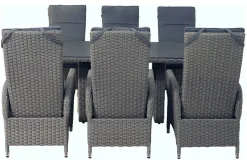 OUTFLEXX Vigo Garten-Essgruppe, 6 Personen, inkl. Kissen, 200x95cm, Polyrattan
