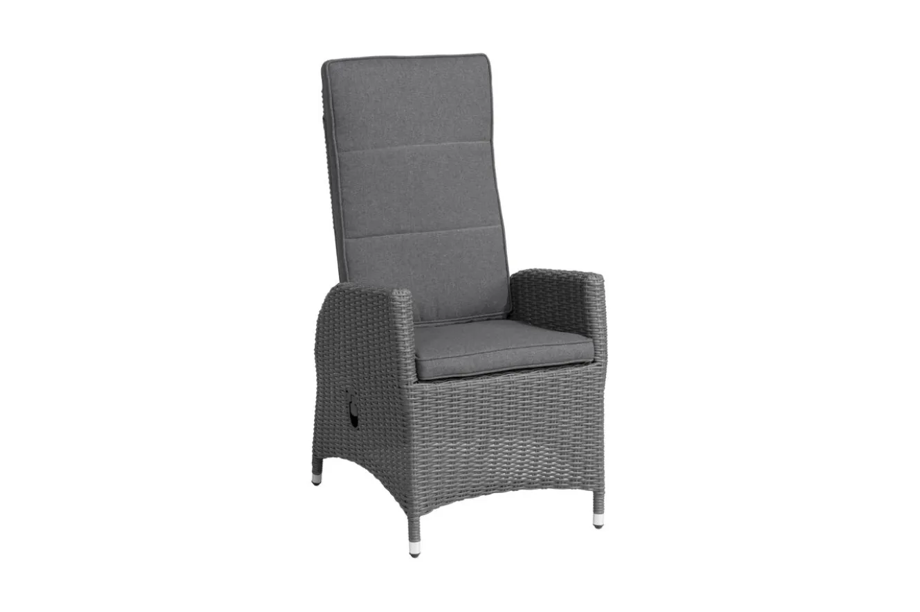 OUTFLEXX Vigo Garten-Essgruppe, anthrazit/grau, Aluminium/Glas/Polyrattan, Tisch 180/240 x 100 cm, ausziehbar, verstellbar
