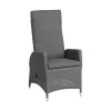 OUTFLEXX Vigo Garten-Essgruppe, grau/schiefergrau, Aluminium/Polyrattan/Glas, 200 x 95 cm, 6 verstellbare Sessel