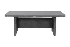 OUTFLEXX Vigo Garten-Essgruppe, grau/schiefergrau, Aluminium/Polyrattan/Glas, 200 x 95 cm, 6 verstellbare Sessel