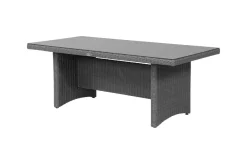 OUTFLEXX Vigo Garten-Essgruppe, grau/schiefergrau, Aluminium/Polyrattan/Glas, 200 x 95 cm, 6 verstellbare Sessel