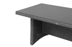 OUTFLEXX Vigo Garten-Essgruppe, grau/schiefergrau, Aluminium/Polyrattan/Glas, 200 x 95 cm, 6 verstellbare Sessel