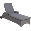 OUTFLEXX Vigo Rollliege, stahlgrau-meliert, Alu/Polyrattan, 198x68x96 cm, rollbar, inklusive Polster