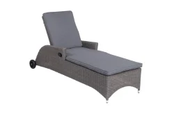 OUTFLEXX Vigo Rollliege, stahlgrau-meliert, Alu/Polyrattan, 198x68x96 cm, rollbar, inklusive Polster