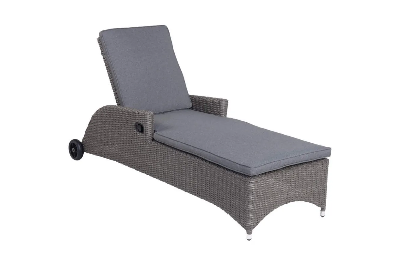 OUTFLEXX Vigo Rollliege, stahlgrau-meliert, Alu/Polyrattan, 198x68x96 cm, rollbar, inklusive Polster