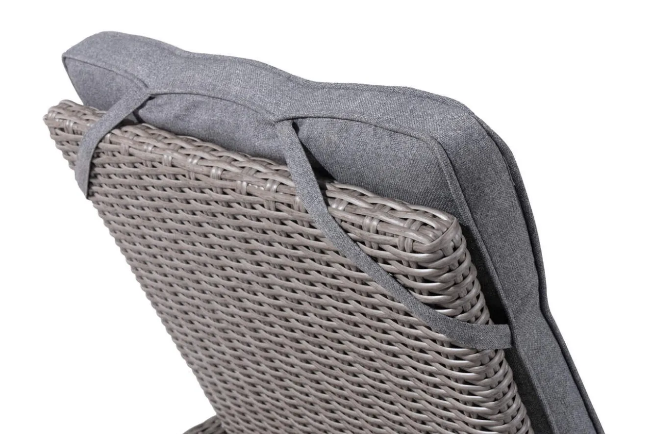 OUTFLEXX Vigo Rollliege, stahlgrau-meliert, Alu/Polyrattan, 198x68x96 cm, rollbar, inklusive Polster