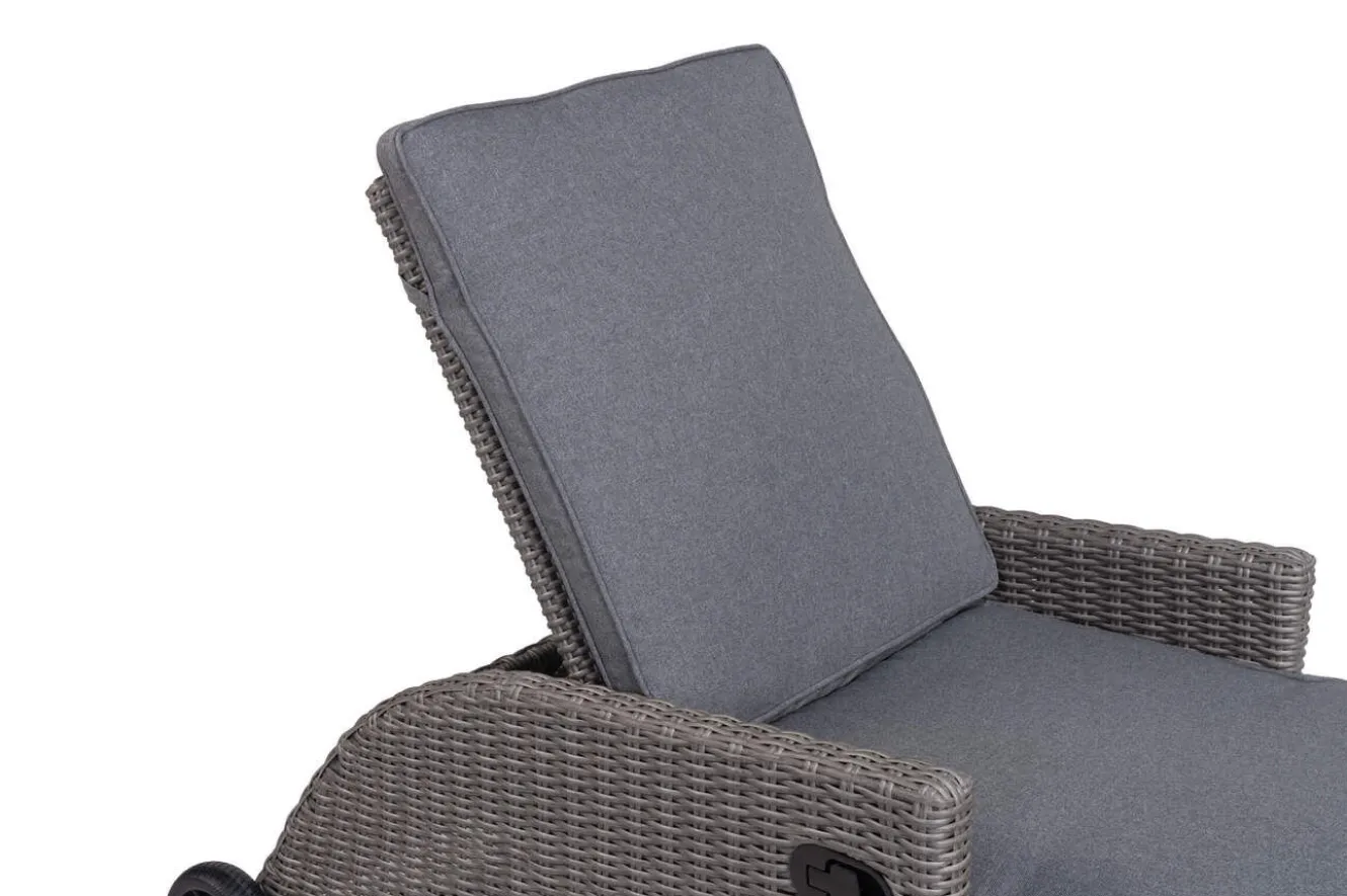OUTFLEXX Vigo Rollliege, stahlgrau-meliert, Alu/Polyrattan, 198x68x96 cm, rollbar, inklusive Polster