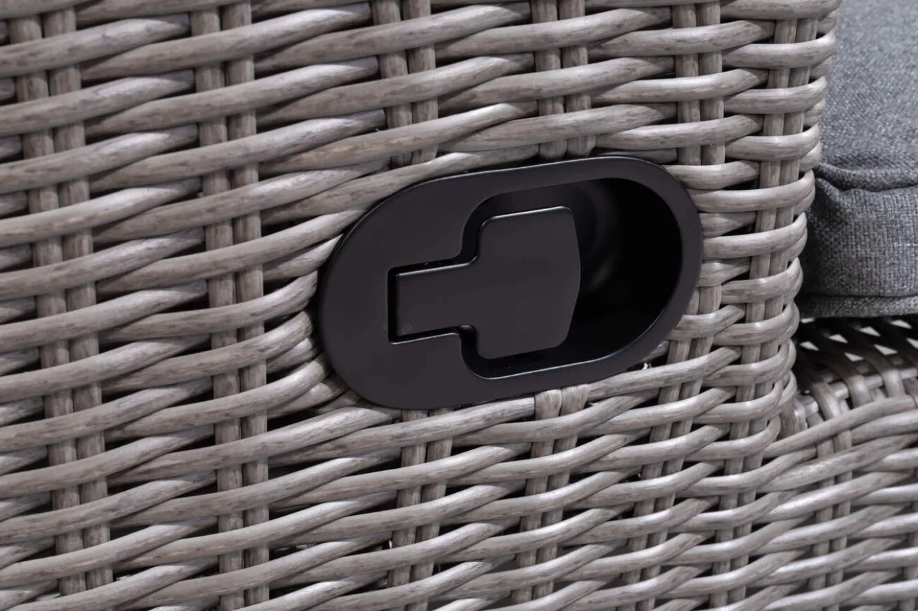 OUTFLEXX Vigo Rollliege, stahlgrau-meliert, Alu/Polyrattan, 198x68x96 cm, rollbar, inklusive Polster