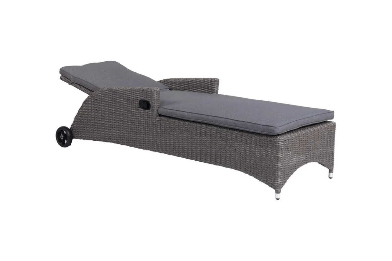 OUTFLEXX Vigo Rollliege, stahlgrau-meliert, Alu/Polyrattan, 198x68x96 cm, rollbar, inklusive Polster