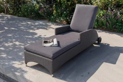 OUTFLEXX Vigo Rollliege, stahlgrau-meliert, Alu/Polyrattan, 198x68x96 cm, rollbar, inklusive Polster