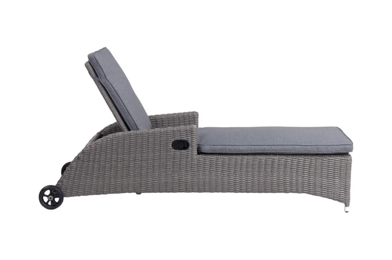 OUTFLEXX Vigo Rollliege, stahlgrau-meliert, Alu/Polyrattan, 198x68x96 cm, rollbar, inklusive Polster
