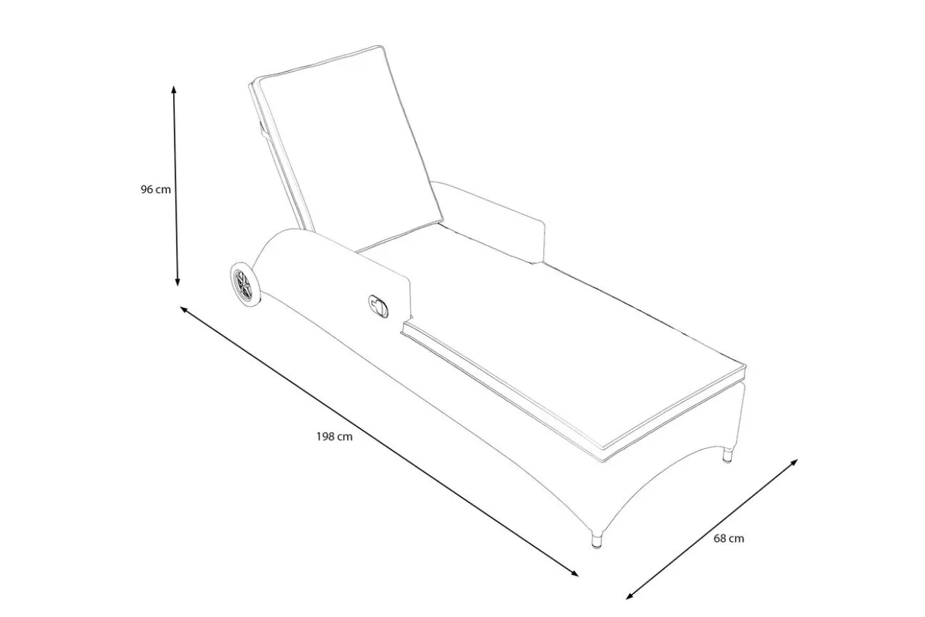 OUTFLEXX Vigo Rollliege, stahlgrau-meliert, Alu/Polyrattan, 198x68x96 cm, rollbar, inklusive Polster