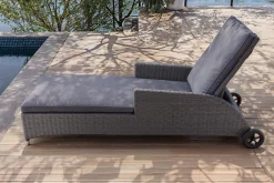 OUTFLEXX Vigo Rollliege, stahlgrau-meliert, Alu/Polyrattan, 198x68x96 cm, rollbar, inklusive Polster