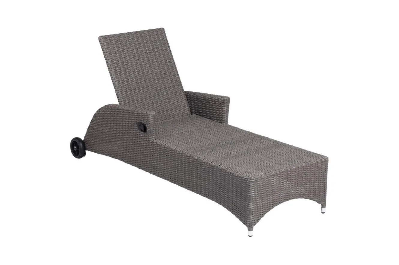OUTFLEXX Vigo Rollliege, stahlgrau-meliert, Alu/Polyrattan, 198x68x96 cm, rollbar, inklusive Polster