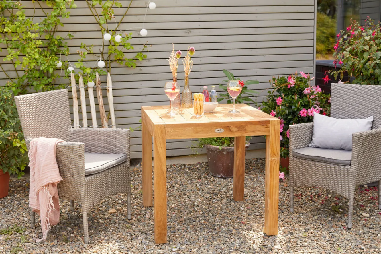 OUTFLEXX Vigo Stapelsessel, stahlgrau-meliert, Alu/Polyrattan, 59x62x92 cm, inkl. Auflagen, stapelbar