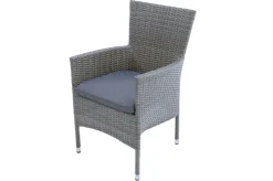 OUTFLEXX Vigo Stapelsessel, stahlgrau-meliert, Alu/Polyrattan, 59x62x92 cm, inkl. Auflagen, stapelbar