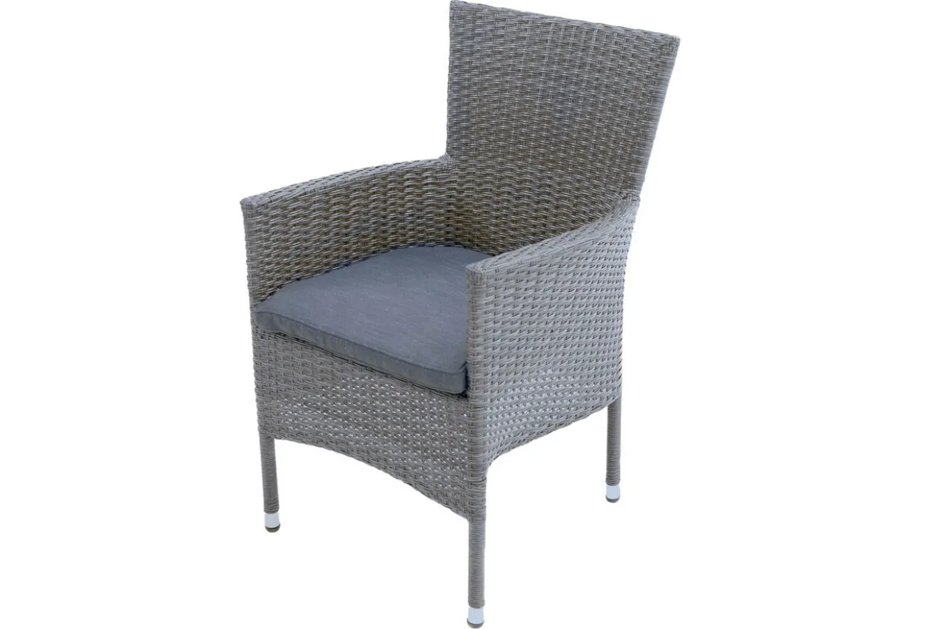 OUTFLEXX Vigo Stapelsessel, stahlgrau-meliert, Alu/Polyrattan, 59x62x92 cm, inkl. Auflagen, stapelbar