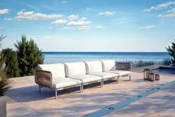 OUTFLEXX Visby Gartenlounge 4-teilig, creme/weiß, Alu/Stahl, inkl. Polster, abnehmbare Bezüge, elektrophoretisch beschichtet