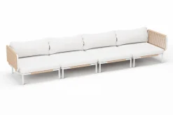 OUTFLEXX Visby Gartenlounge 4-teilig, creme/weiß, Alu/Stahl, inkl. Polster, abnehmbare Bezüge, elektrophoretisch beschichtet