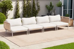 OUTFLEXX Visby Gartenlounge 4-teilig, creme/weiß, Alu/Stahl, inkl. Polster, abnehmbare Bezüge, elektrophoretisch beschichtet
