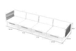 OUTFLEXX Visby Gartenlounge 4-teilig, creme/weiß, Alu/Stahl, inkl. Polster, abnehmbare Bezüge, elektrophoretisch beschichtet
