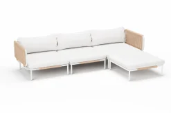 OUTFLEXX Visby Gartenlounge 4-teilig, creme/weiß, Alu/Stahl, inkl. Kissen & Ottomane, elektrophoretisch beschichtet