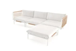 OUTFLEXX Visby Gartenlounge 4-teilig, creme/weiß, Alu/Stahl, inkl. Kissen & Ottomane, elektrophoretisch beschichtet