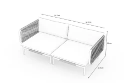 OUTFLEXX Visby Gartenlounge 2-teilig, creme/weiß, Alu/Stahl, inkl. Kissen, elektrophoretisch beschichtet