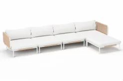 OUTFLEXX Visby Gartenlounge 5-teilig, creme/weiß, Alu/Stahl, inkl. Polster & Ottomane,elektrophoretisch beschichtet