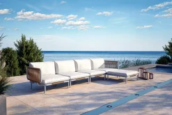 OUTFLEXX Visby Gartenlounge 5-teilig, creme/weiß, Alu/Stahl, inkl. Polster & Ottomane,elektrophoretisch beschichtet