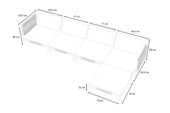 OUTFLEXX Visby Gartenlounge 5-teilig, creme/weiß, Alu/Stahl, inkl. Polster & Ottomane,elektrophoretisch beschichtet